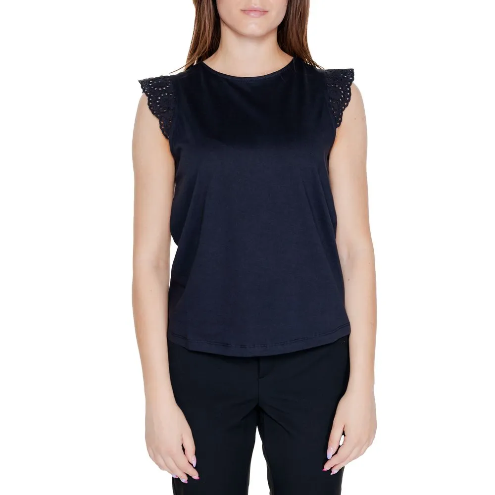 Vero Moda Women's Black Cotton Cotton Tops & T-Shirt