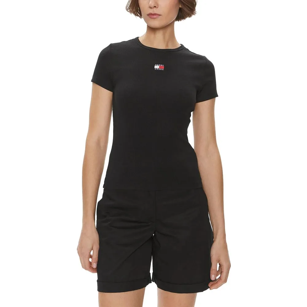 Tommy Hilfiger Jeans Women's Black Cotton Tops & T-Shirt
