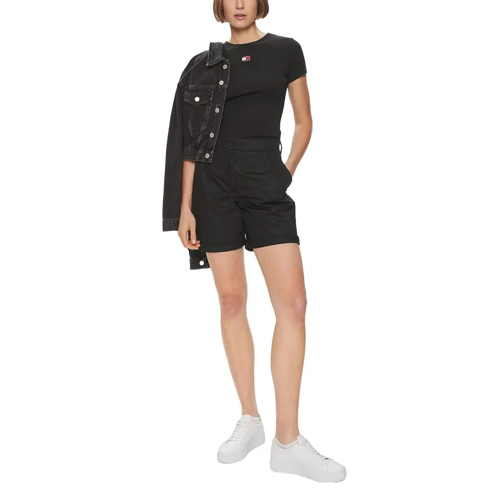 Tommy Hilfiger Jeans Women's Black Cotton Tops & T-Shirt