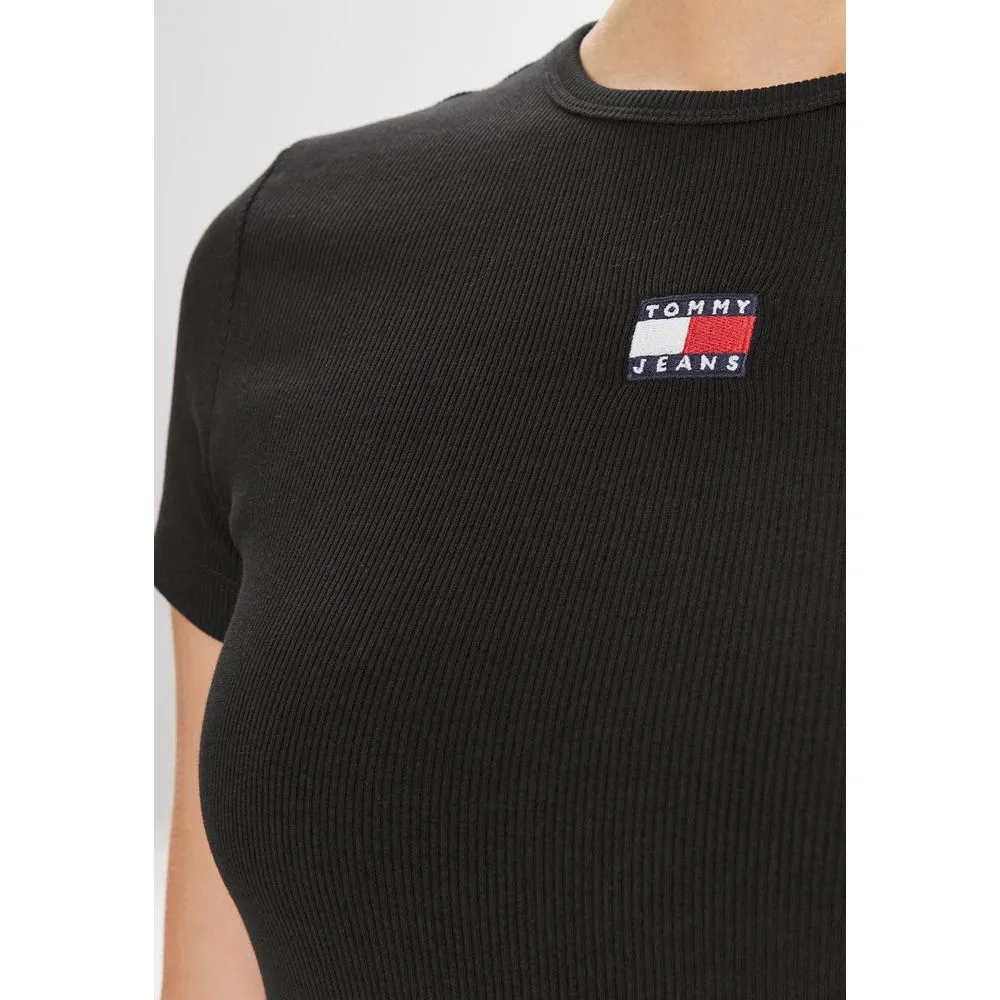 Tommy Hilfiger Jeans Women's Black Cotton Tops & T-Shirt
