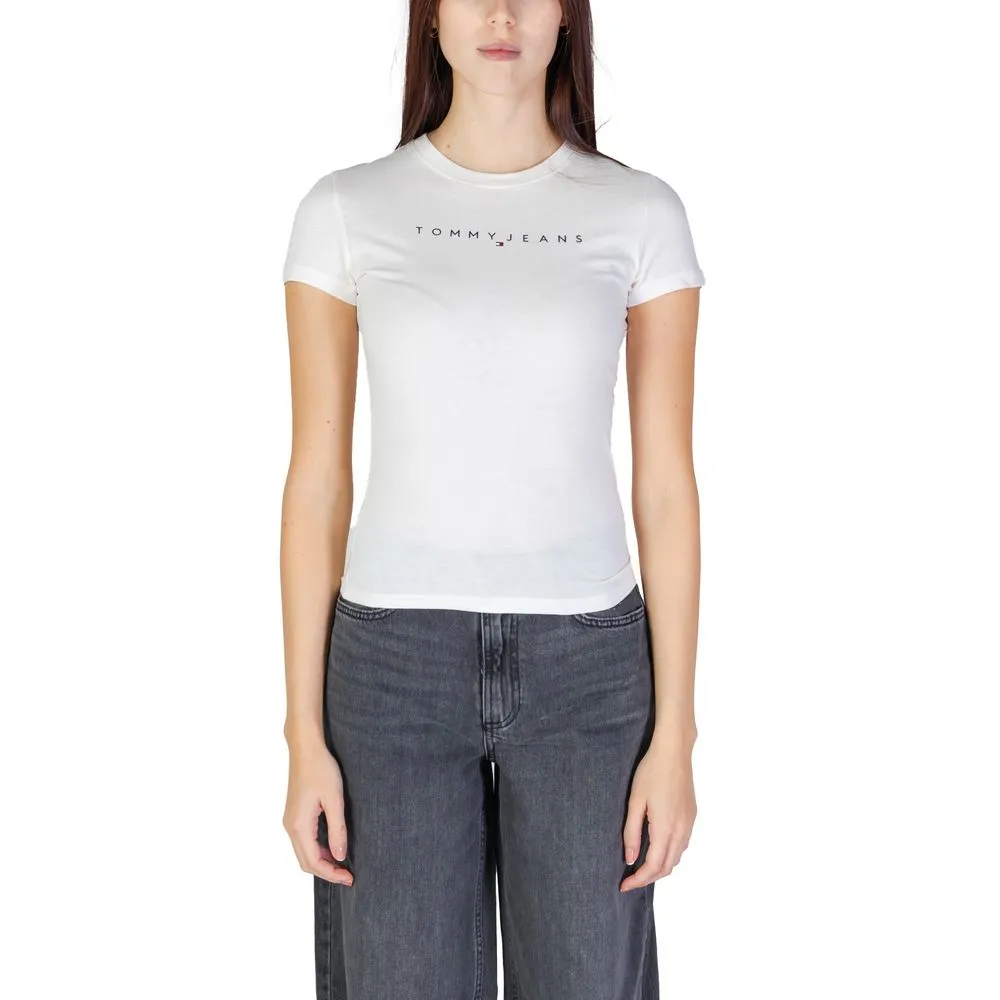 Tommy Hilfiger Jeans Women's Cream Cotton Tops & T-Shirt