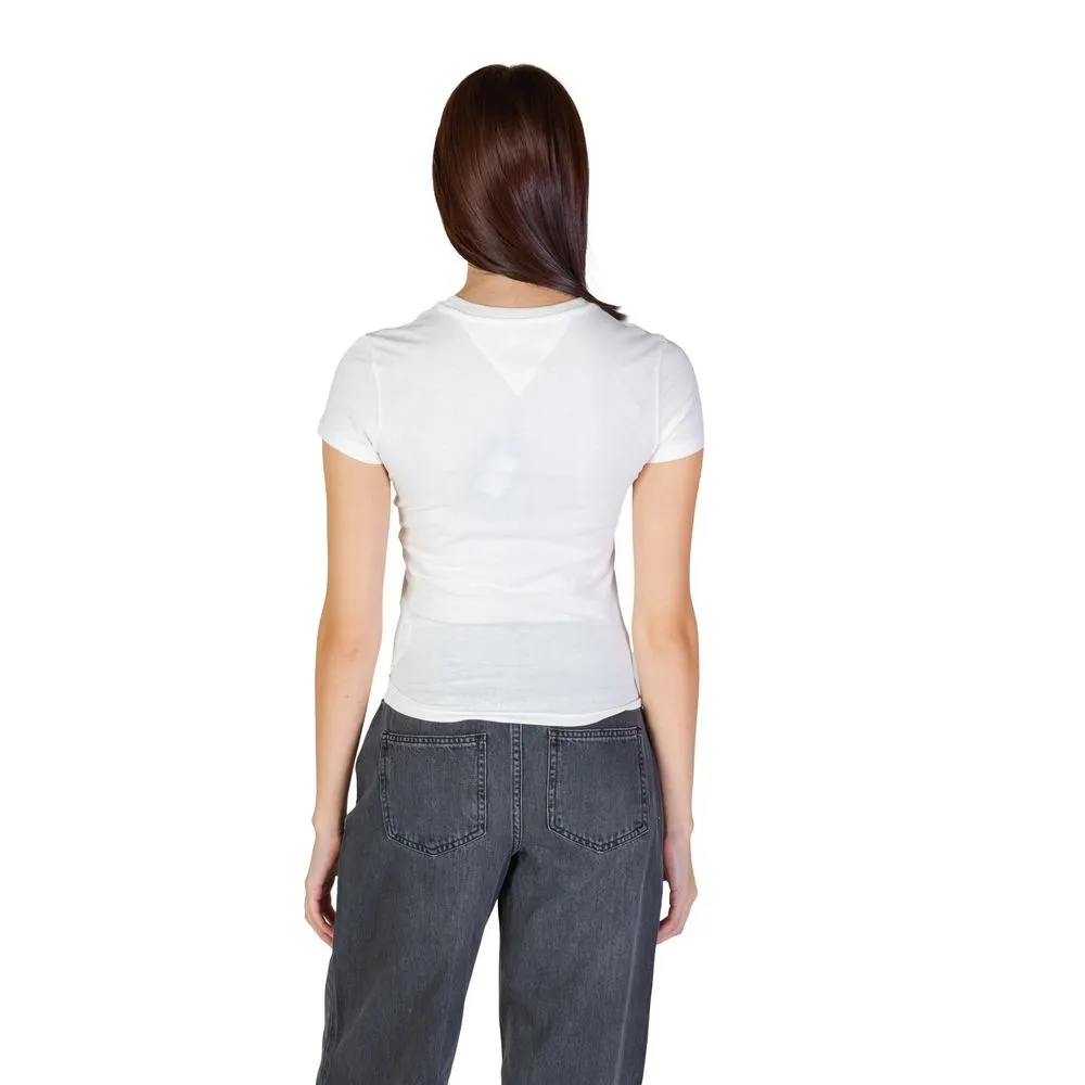 Tommy Hilfiger Jeans Women's Cream Cotton Tops & T-Shirt