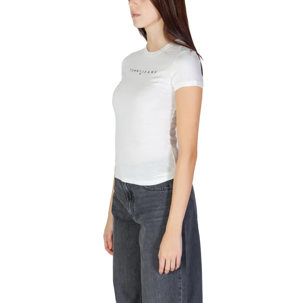 Tommy Hilfiger Jeans Women's Cream Cotton Tops & T-Shirt