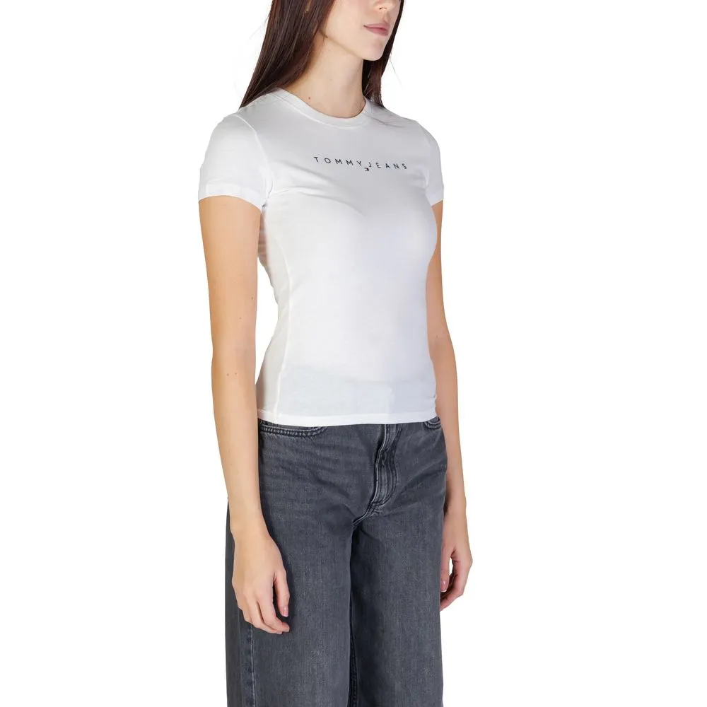 Tommy Hilfiger Jeans Women's Cream Cotton Tops & T-Shirt