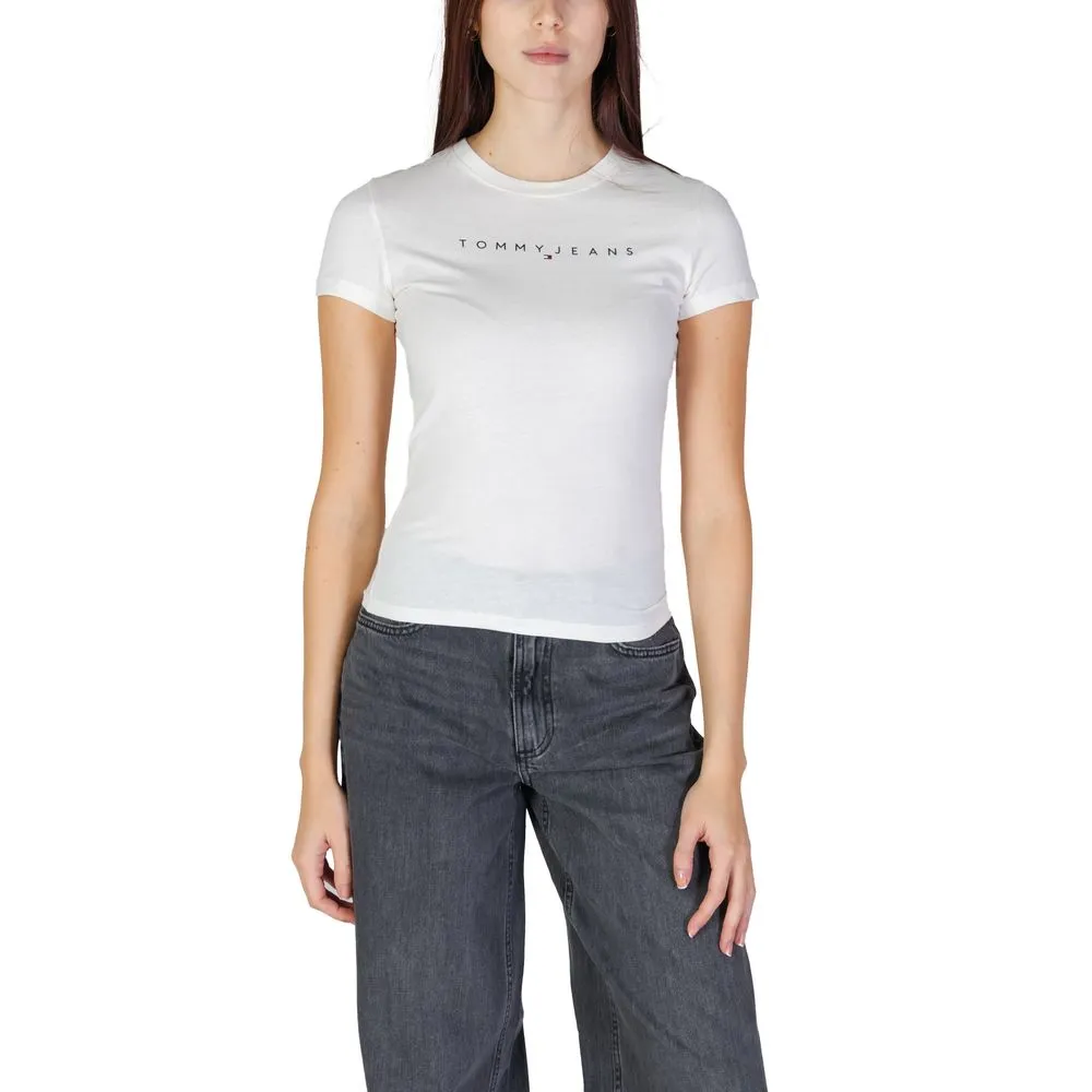Tommy Hilfiger Jeans Women's Cream Cotton Tops & T-Shirt