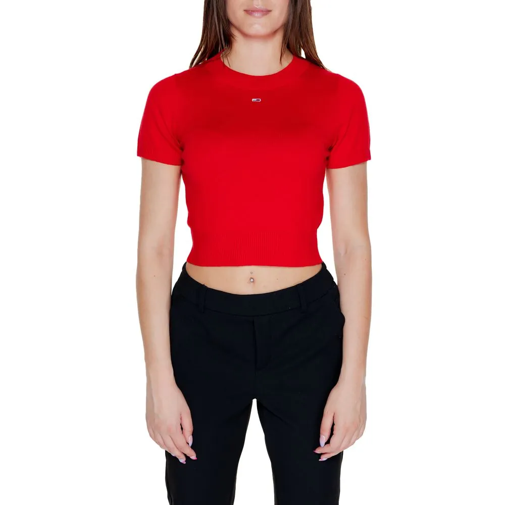 Tommy Hilfiger Jeans Women's Red Organic Cotton Tops & T-Shirt