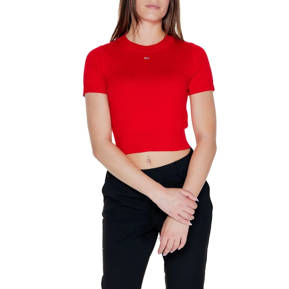 Tommy Hilfiger Jeans Women's Red Organic Cotton Tops & T-Shirt