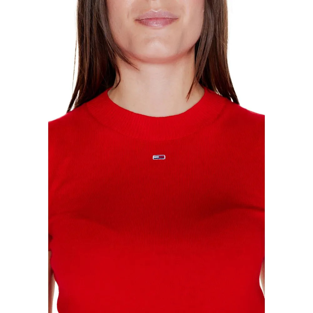 Tommy Hilfiger Jeans Women's Red Organic Cotton Tops & T-Shirt