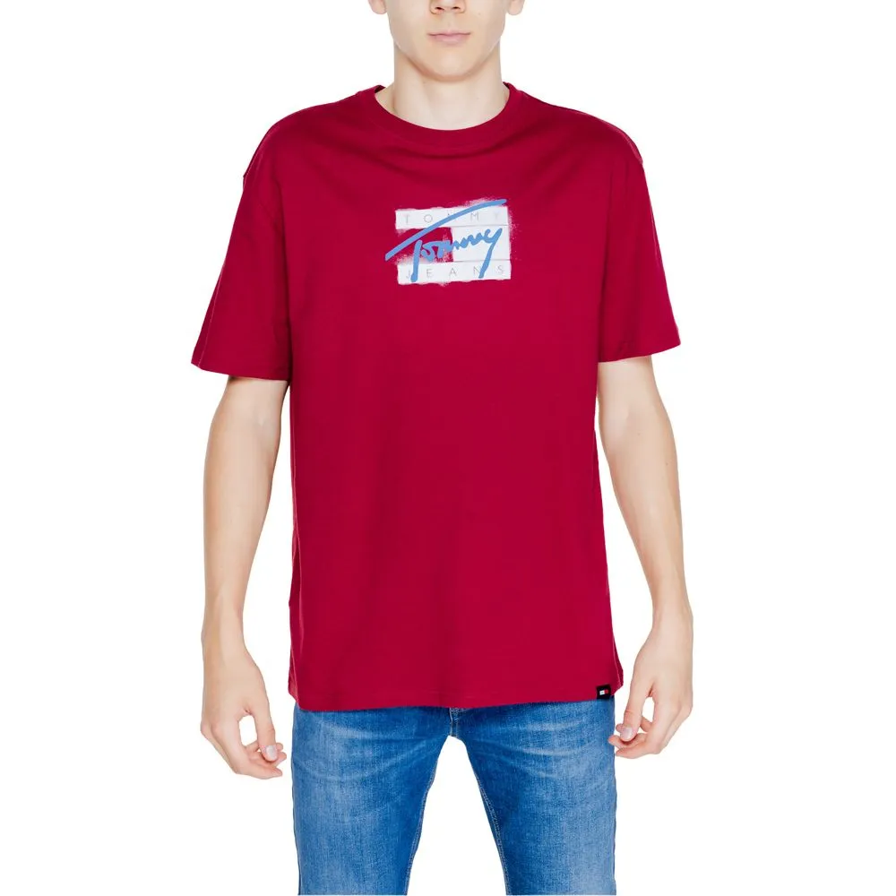 Tommy Hilfiger Jeans Men's Bordeaux Cotton Cotton T-Shirt