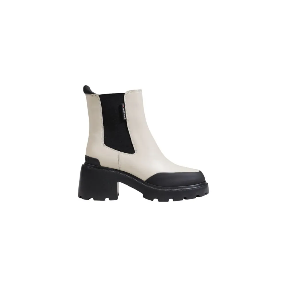 Tommy Hilfiger Jeans Women's Beige Leather Boot