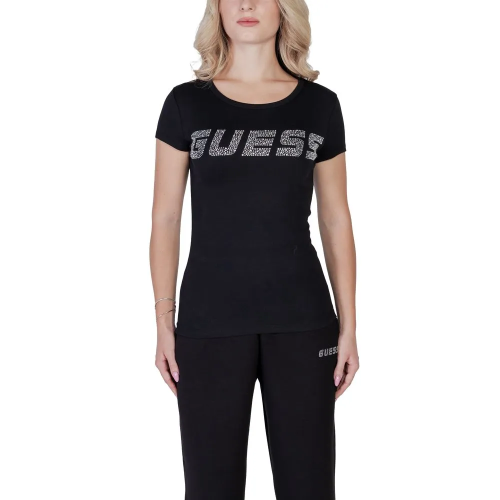 Guess Active Women's Black Cotton Tops & T-Shirt