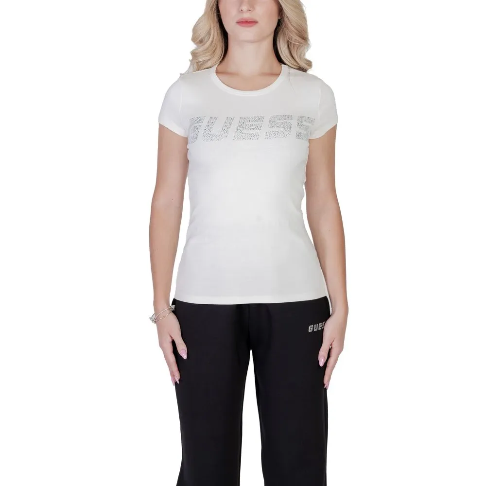 Guess Active Women's Cream Cotton Tops & T-Shirt