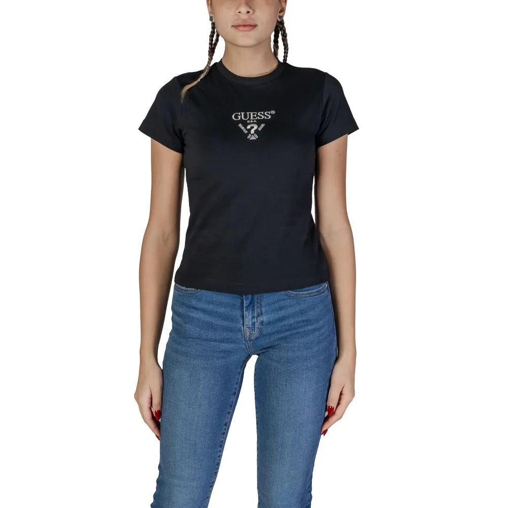 Guess Active Women's Black Cotton Tops & T-Shirt
