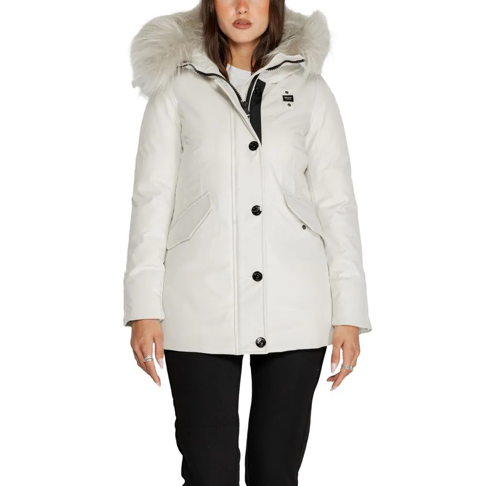 Blauer Women's White Polyester Jackets & Coat
