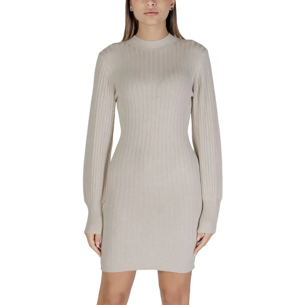 Jacqueline De Yong Women's Beige Viscose Dress