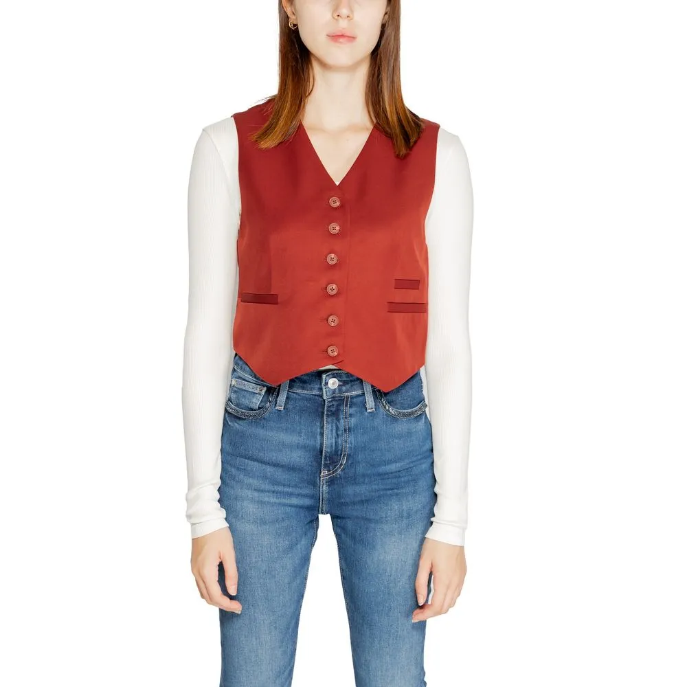 Vero Moda Women's Red Polyester Vest
