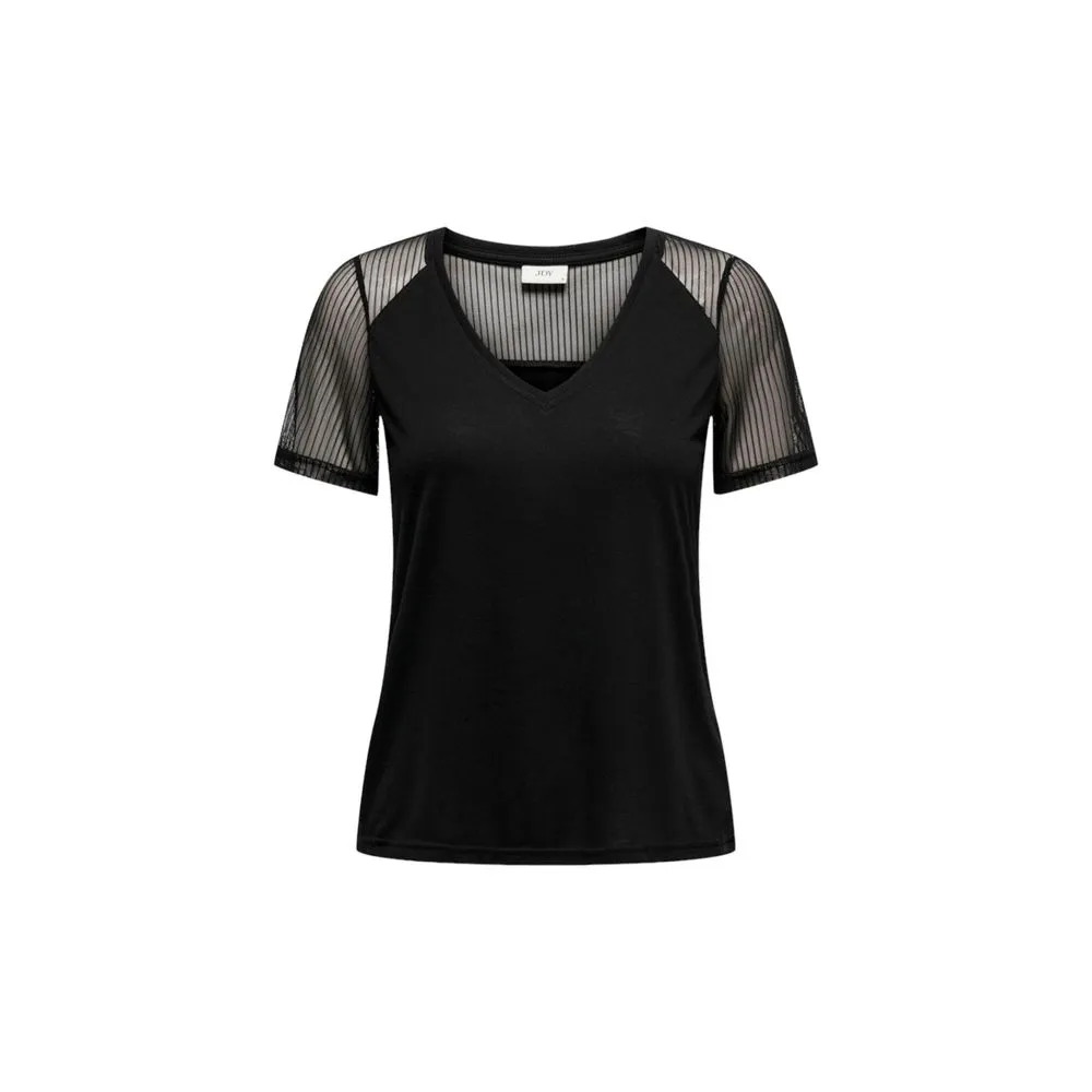 Jacqueline De Yong Women's Black Cotton Tops & T-Shirt
