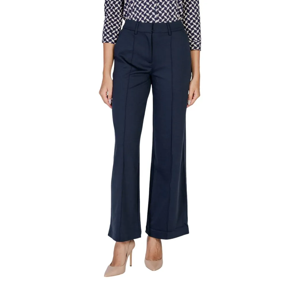 ICHI Women's Blue Polyester Jeans & Pant