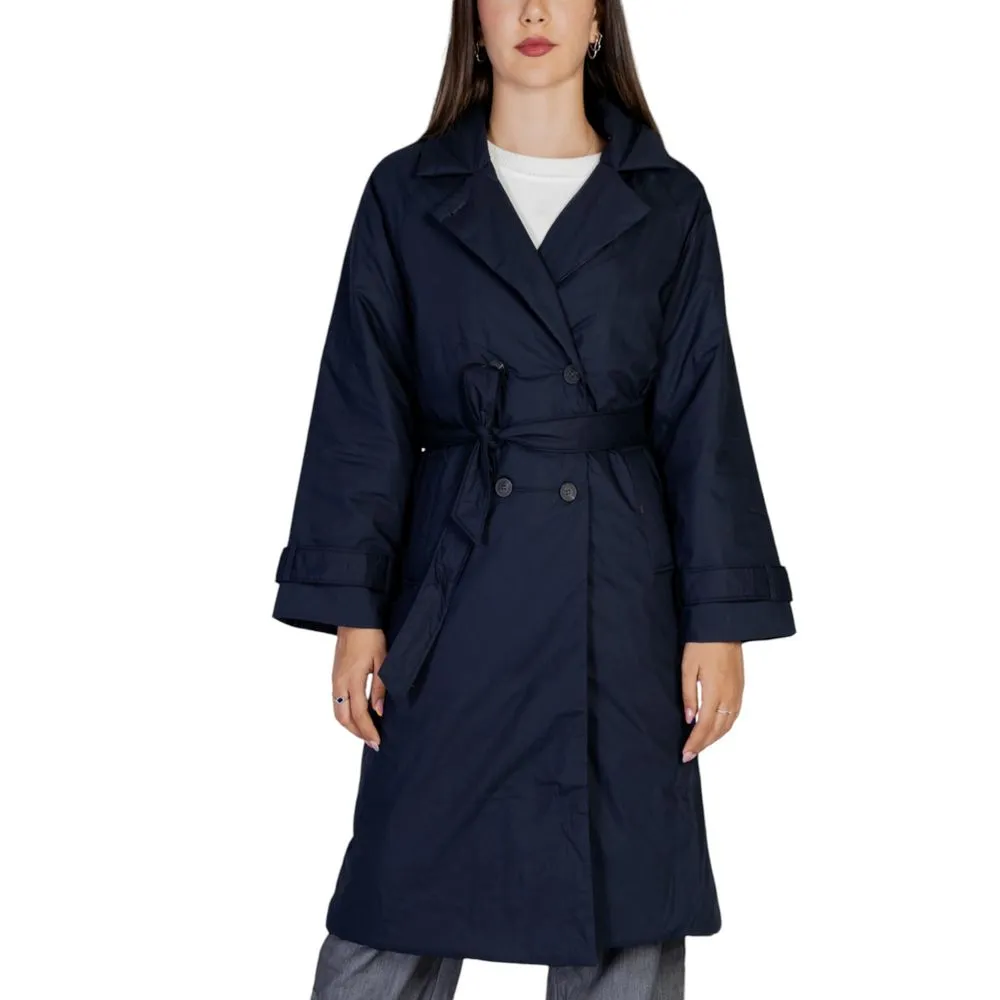 ICHI Women's Blue Cotton Jackets & Coat