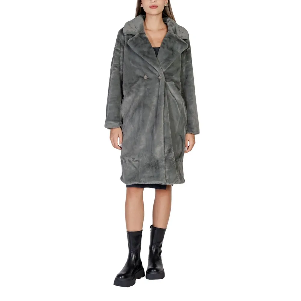 ICHI Women's Black Polyester Jackets & Coat
