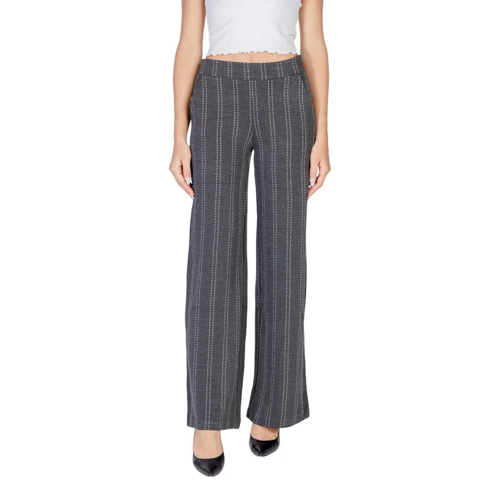 ICHI Women's Gray Viscose Jeans & Pant
