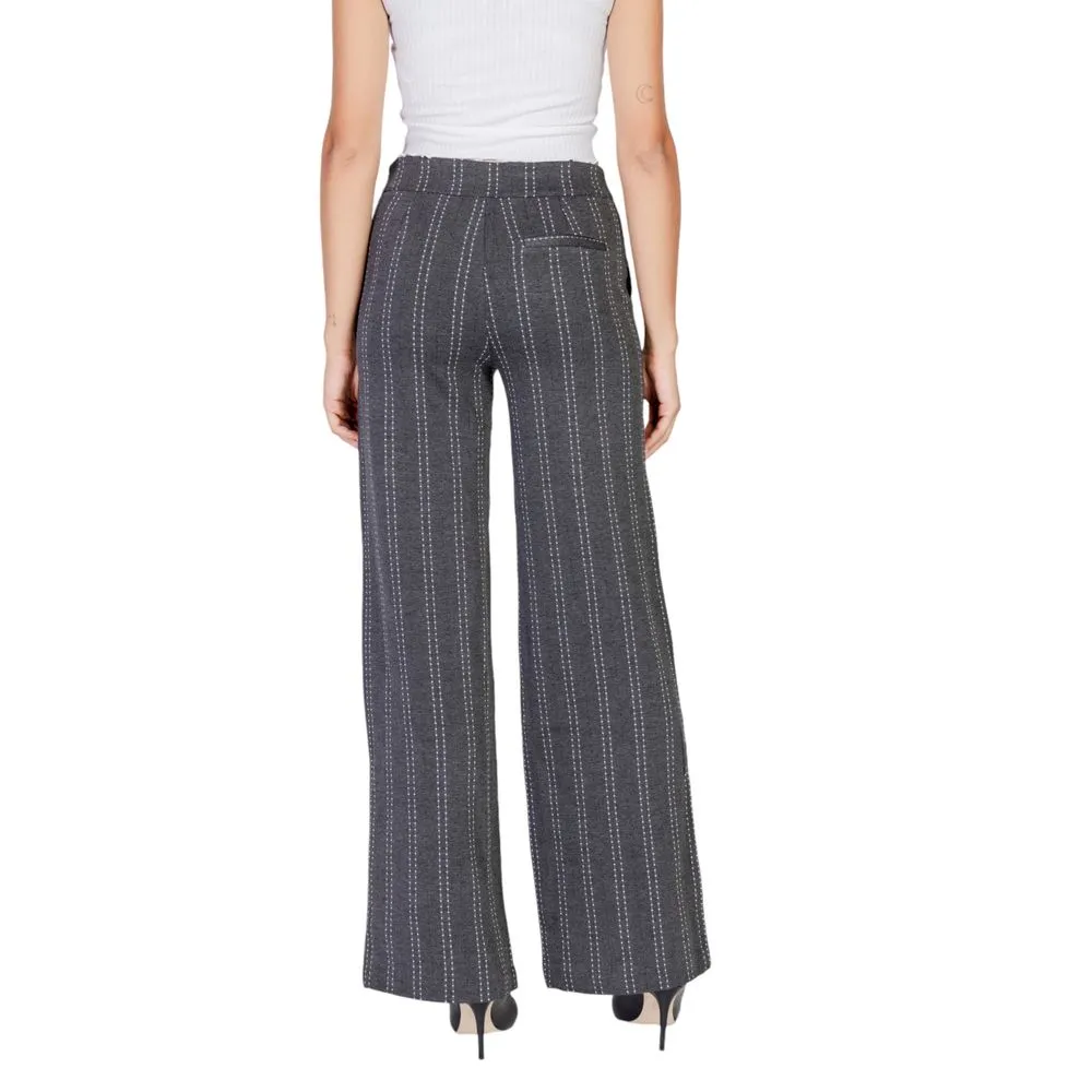 ICHI Women's Gray Viscose Jeans & Pant