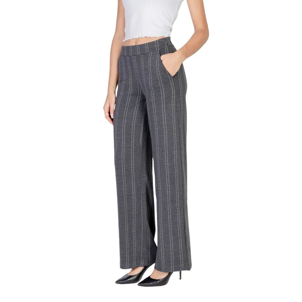 ICHI Women's Gray Viscose Jeans & Pant