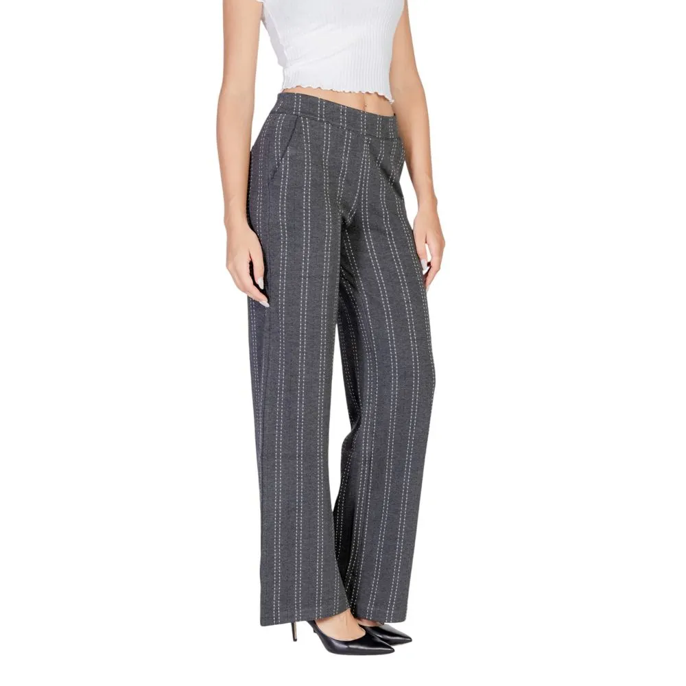 ICHI Women's Gray Viscose Jeans & Pant