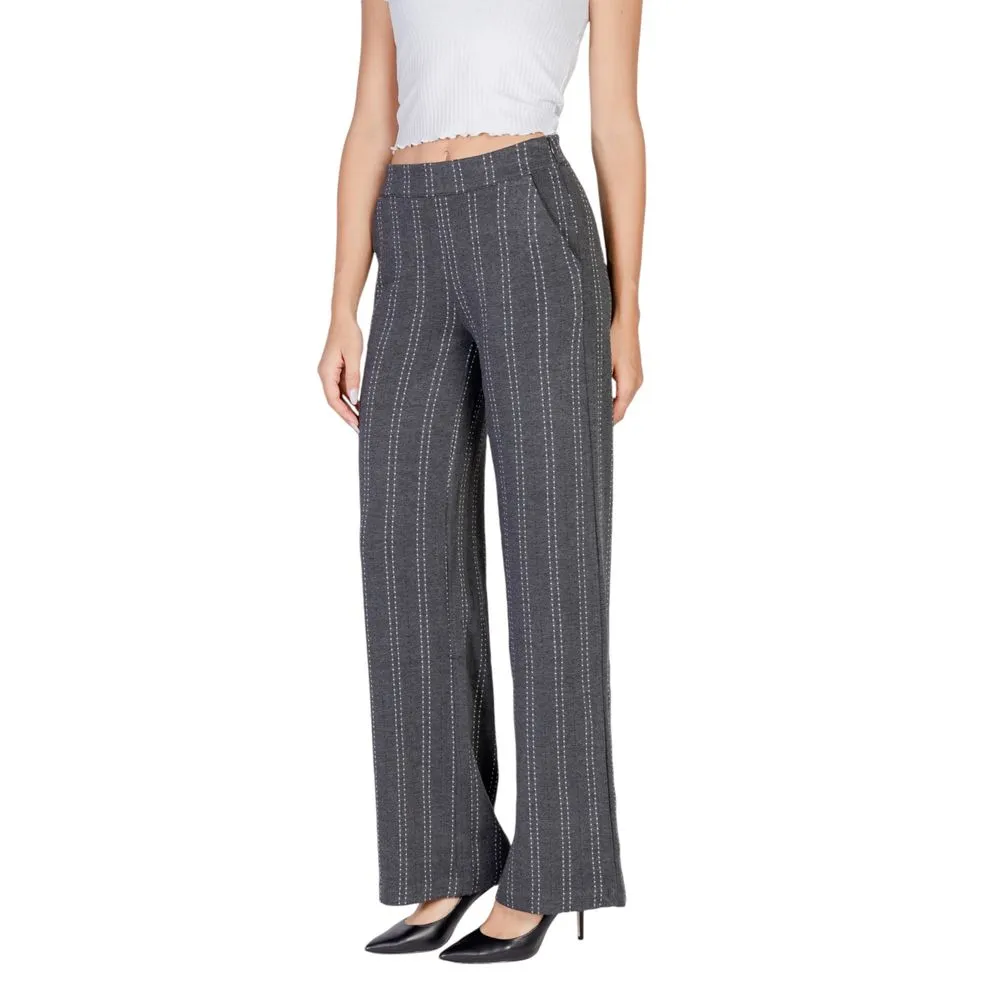 ICHI Women's Gray Viscose Jeans & Pant