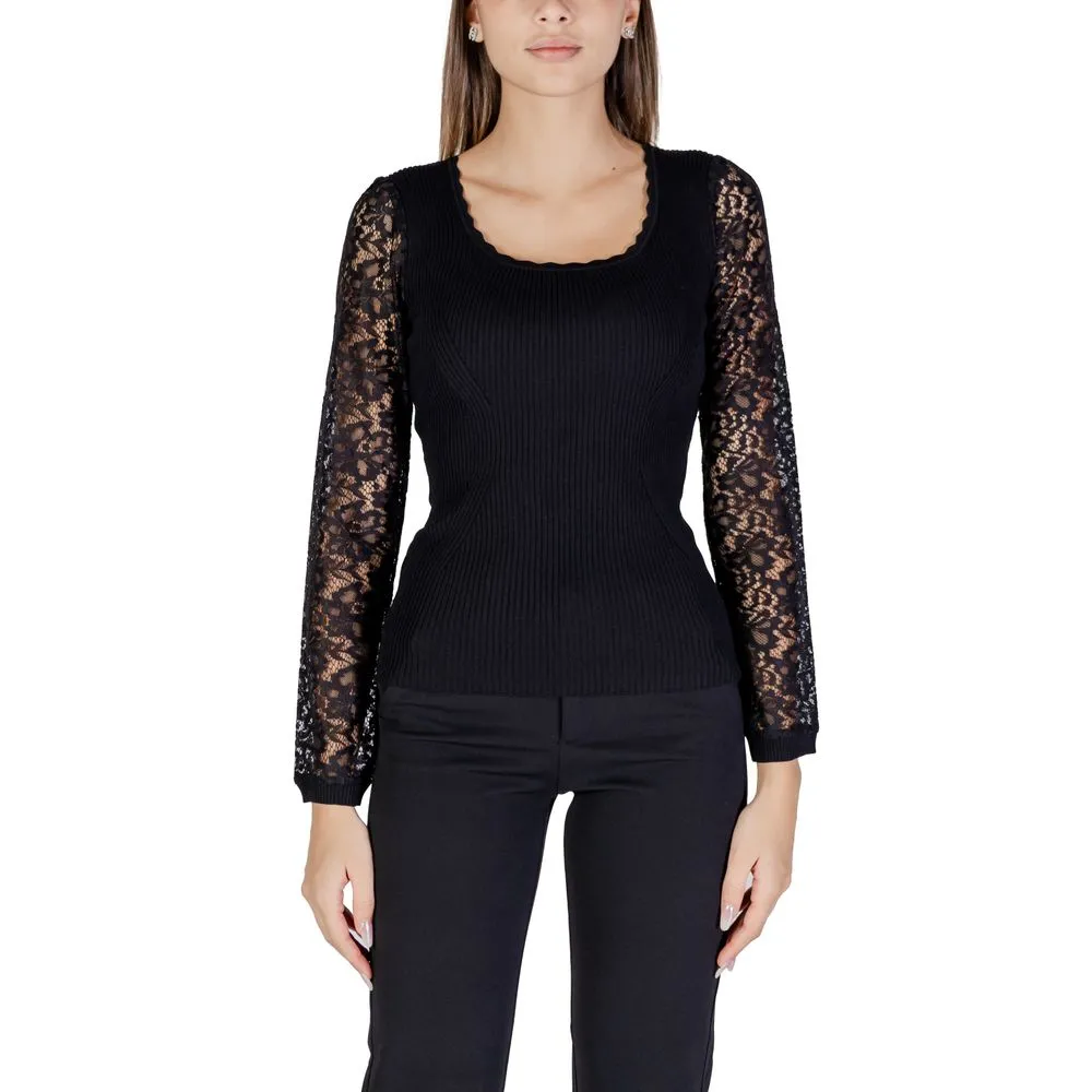 Morgan De Toi Women's Black Viscose Tops & T-Shirt