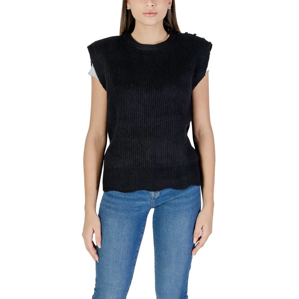 ICHI Women's Black Polyester Sweater