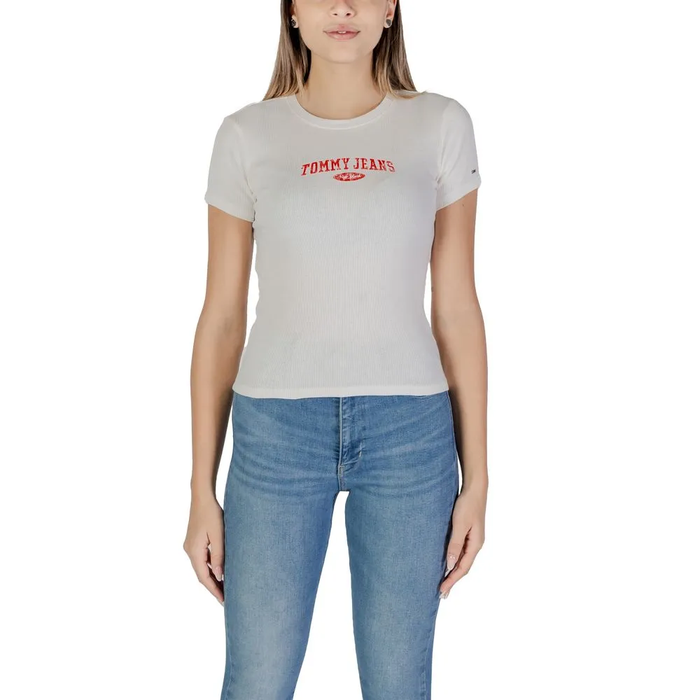 Tommy Hilfiger Jeans Women's White Cotton Tops & T-Shirt