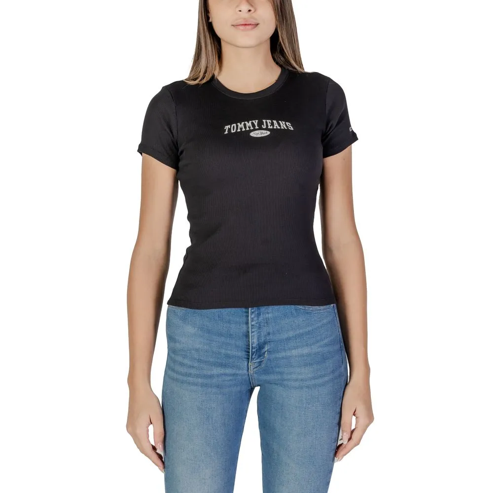 Tommy Hilfiger Jeans Women's Black Cotton Tops & T-Shirt