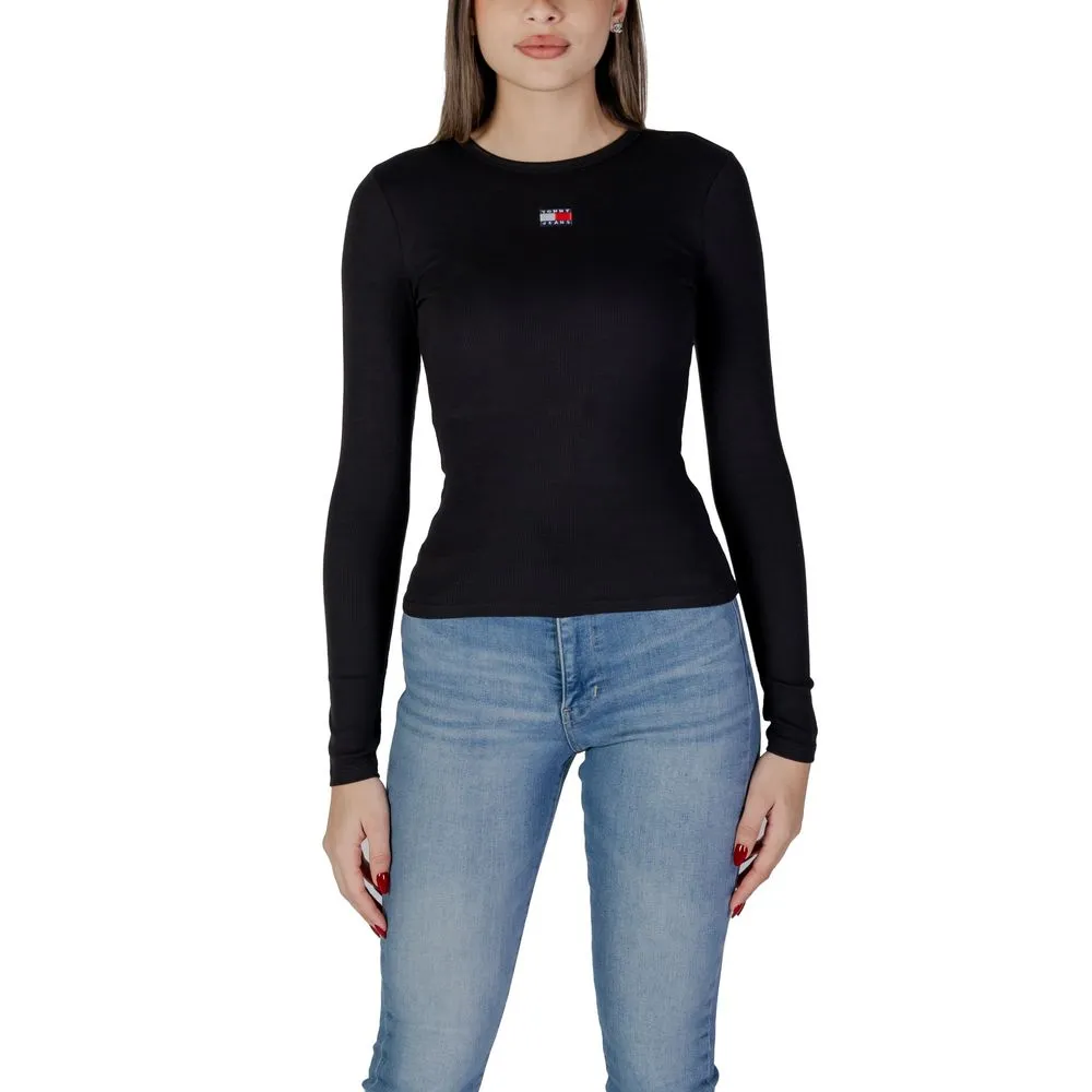 Tommy Hilfiger Jeans Women's Black Cotton Rigenerato Tops & T-Shirt