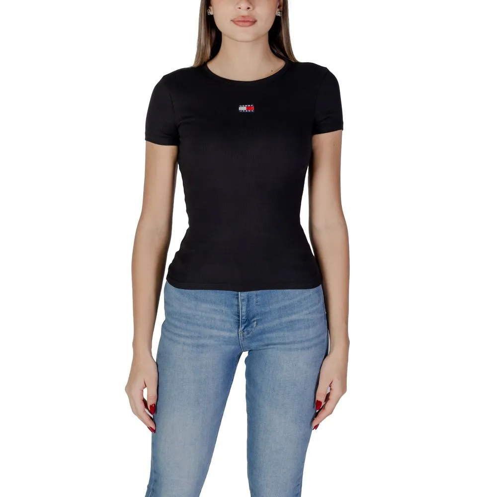 Tommy Hilfiger Jeans Women's Black Cotton Rigenerato Tops & T-Shirt