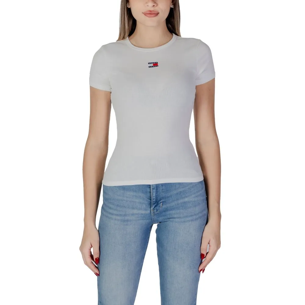 Tommy Hilfiger Jeans Women's Cream Cotton Rigenerato Tops & T-Shirt
