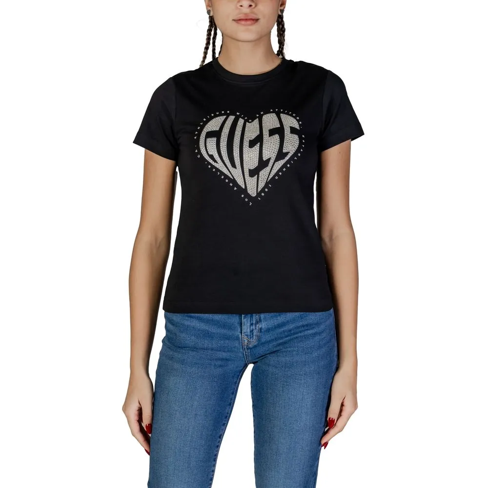 Guess Active Women's Black Cotton Tops & T-Shirt