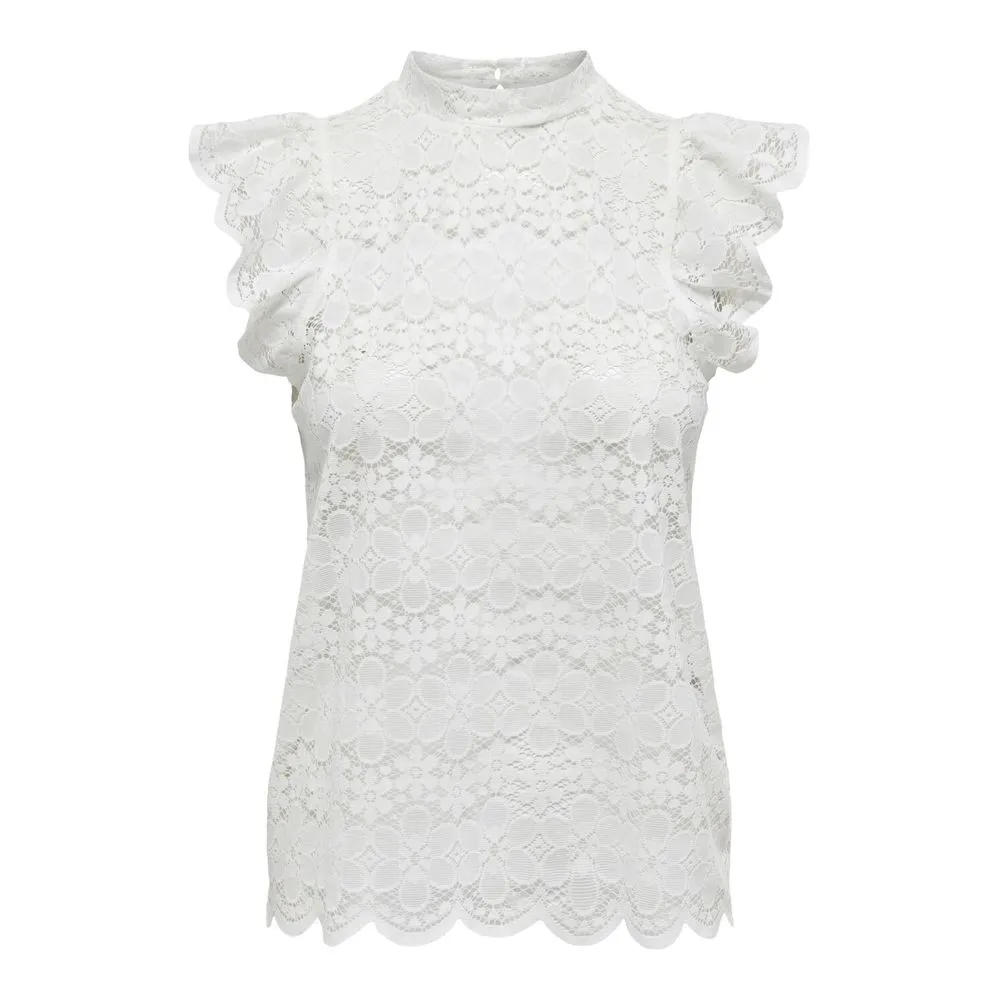 Jacqueline De Yong Women's Cream Polyester Tops & T-Shirt
