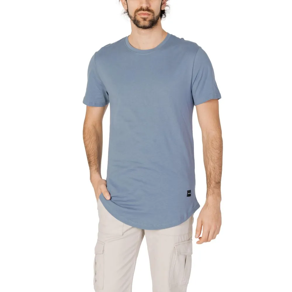 Only & Sons Men's Blue Cotton T-Shirt