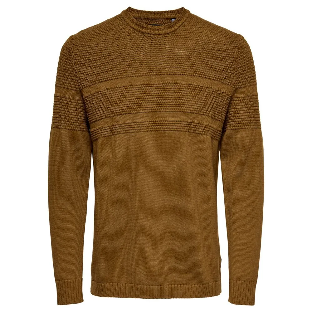 Only & Sons Men's Brown Cotton Sweater