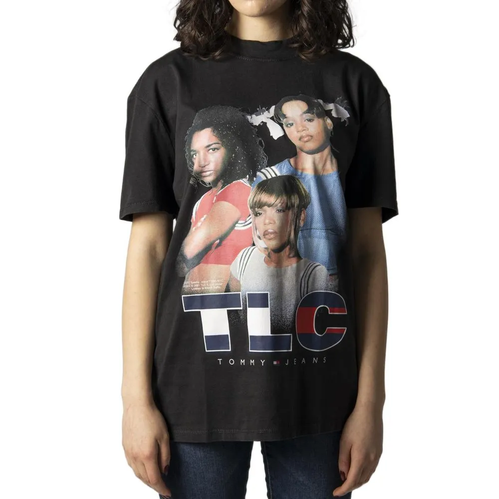 Tommy Hilfiger Jeans Women's Black Cotton Tops & T-Shirt