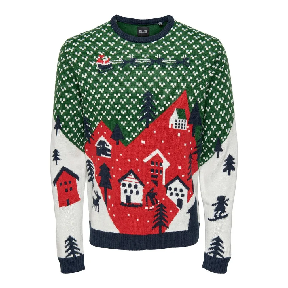 Only & Sons Men's Green Acrylic Sweater