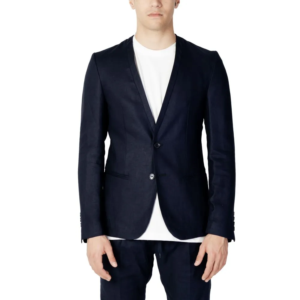 Antony Morato Men's Blue Linen Blazer