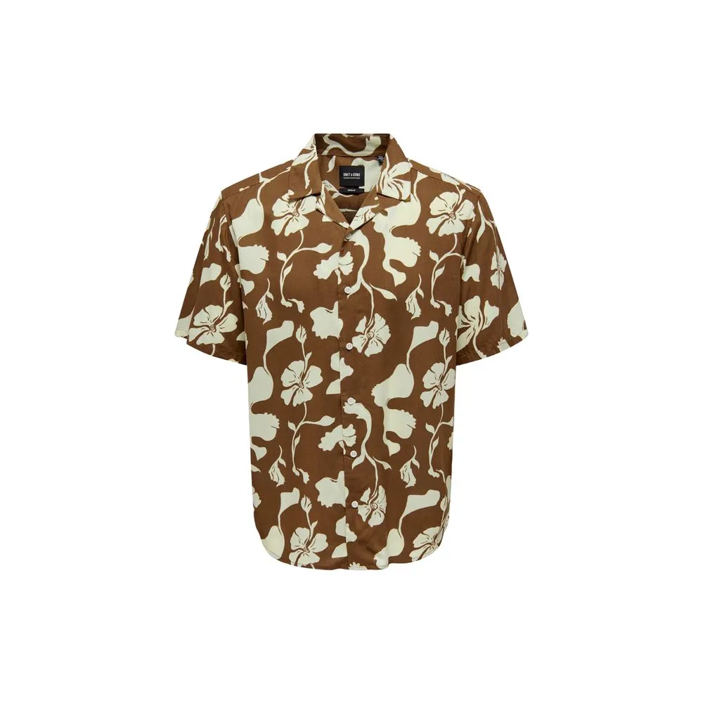 Only & Sons Men's Brown Viscose Shirt