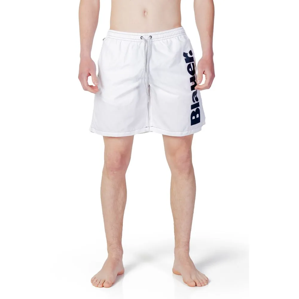 Blauer Men's White Polyester Swimwear