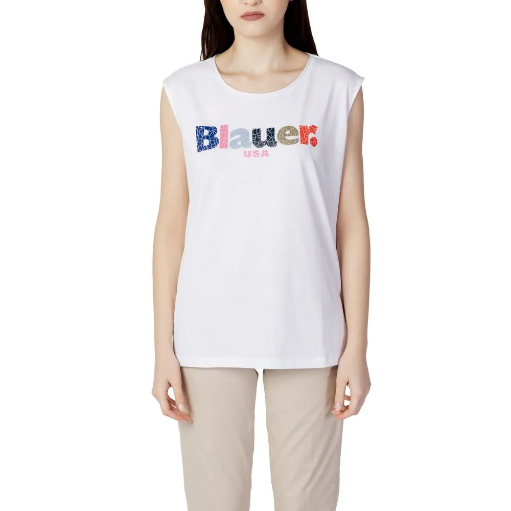 Blauer Women's White Cotton Tops & T-Shirt