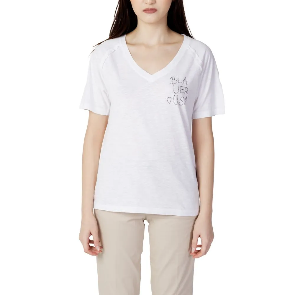 Blauer Women's White Cotton Tops & T-Shirt