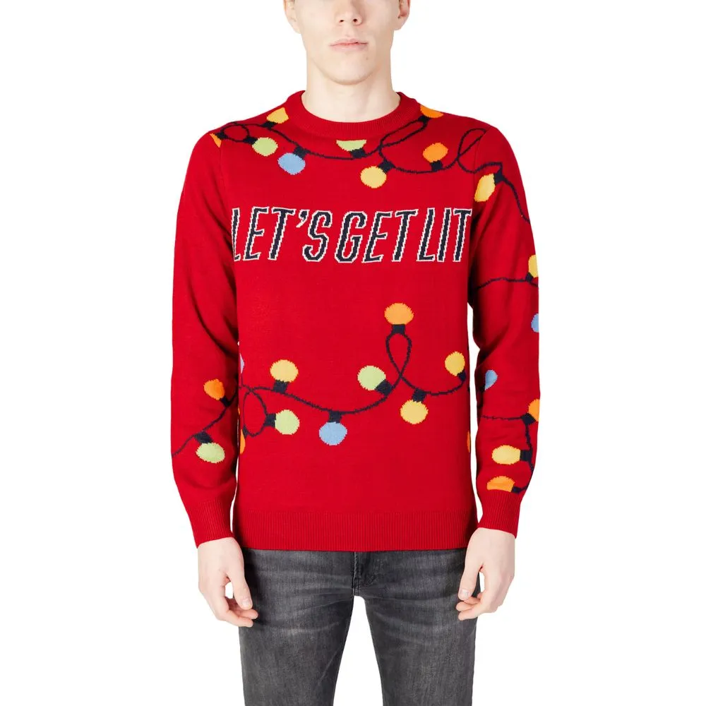 Only & Sons Men's Red Acrylic Sweater