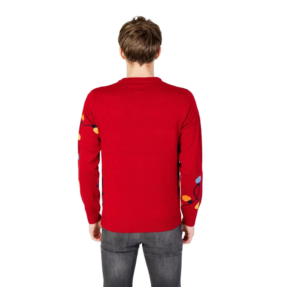 Only & Sons Men's Red Acrylic Sweater