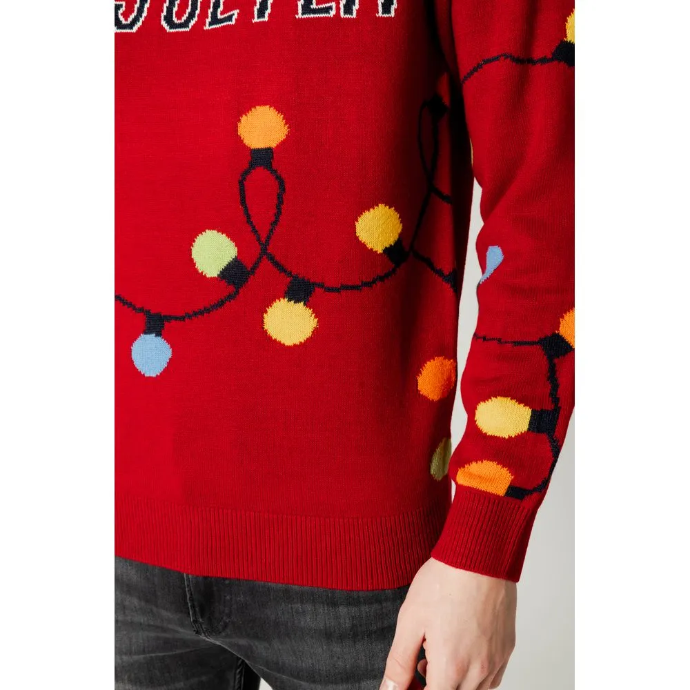 Only & Sons Men's Red Acrylic Sweater